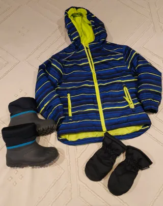 Conjunto Ropa Nieve Niño Chaqueta Botas Manoplas