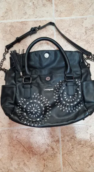 Bolso Desigual Negro/Burdeos Original Troquelado