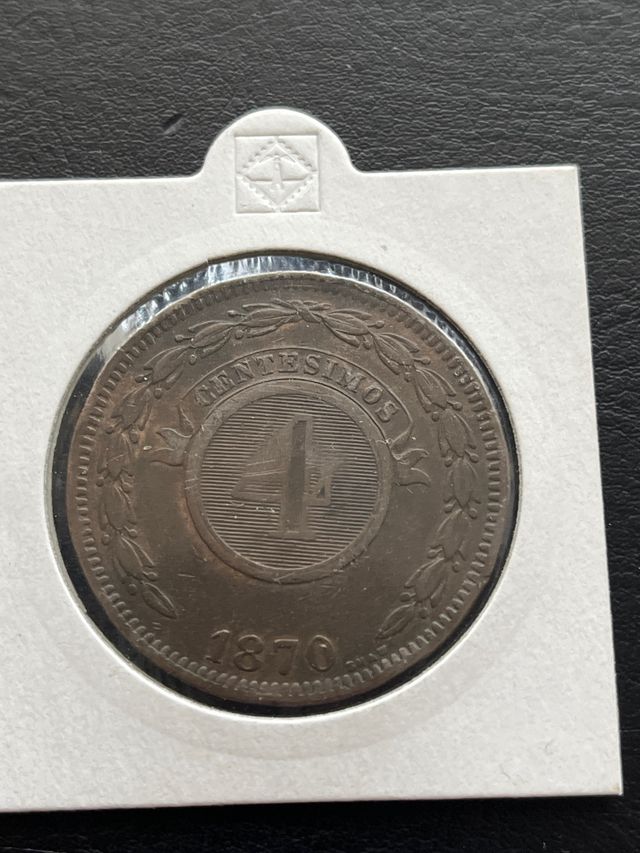 Moneda Paraguay 4 Centésimos 1870