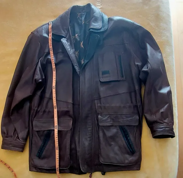 Chaquetón de cuero marrón chocolate