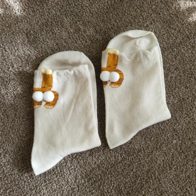 Meias Gato Laranja com Pompons