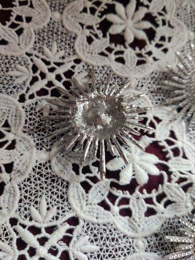 Conjunto 3 broches estrella perla plata