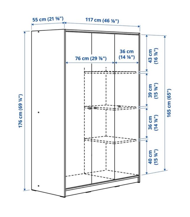 Armario Blanco IKEA Kleppstad 3 Puertas