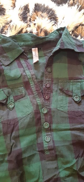 Vestido Stradivarius cuadros verde Talla S