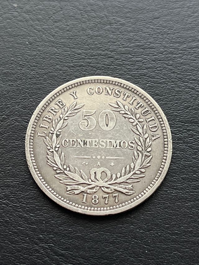 Uruguay 50 Centésimos 1877 Plata