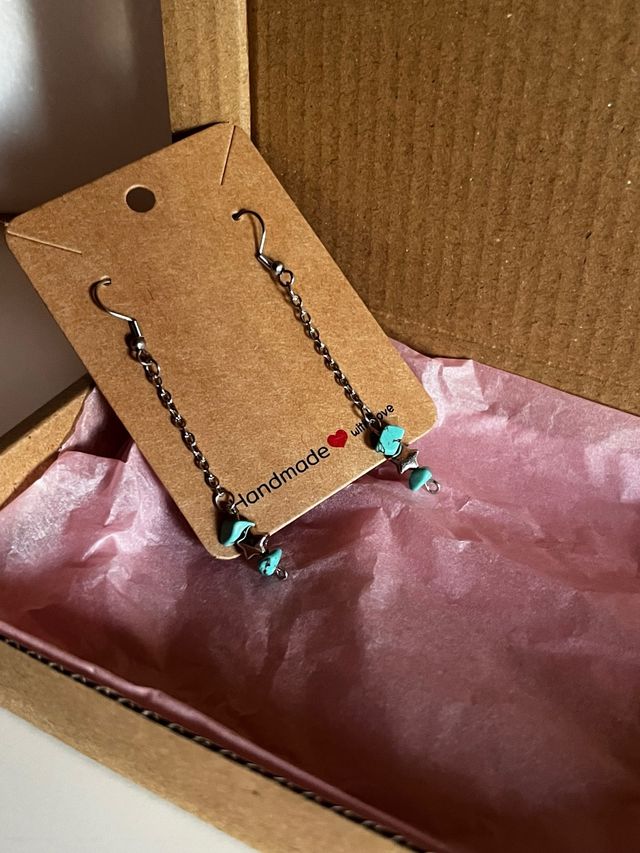 Pendientes artesanales plata y turquesa