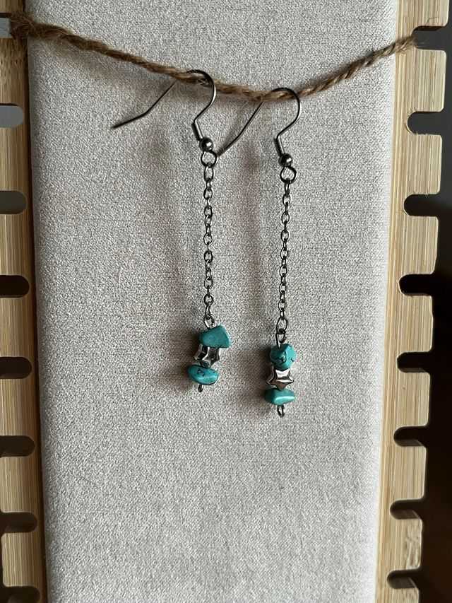 Pendientes artesanales plata y turquesa