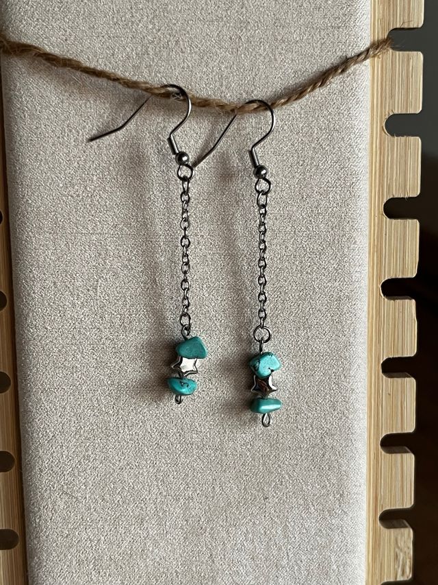 Pendientes artesanales plata y turquesa