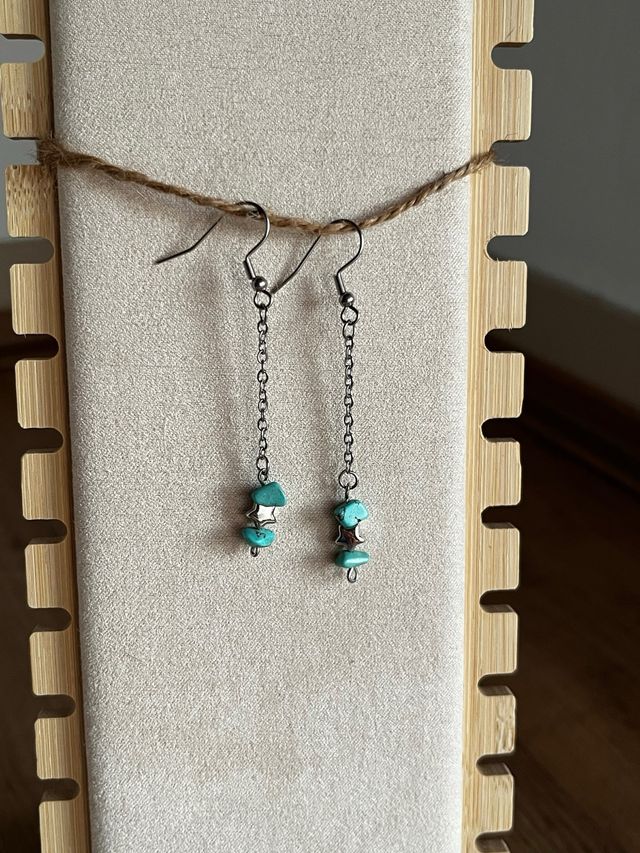 Pendientes artesanales plata y turquesa