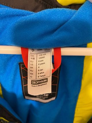 Chaqueta niño/a esquí talla 6