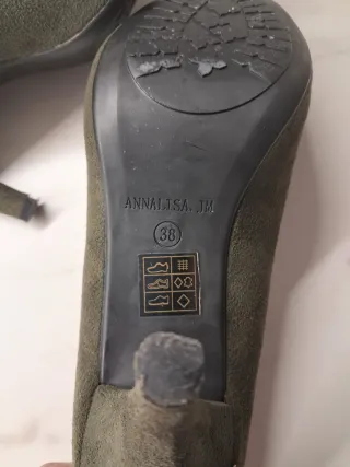 Zapatos verdes tacón 8cm antelina flor