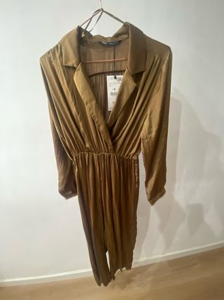 Mono satén Zara M/L color Kaki saten