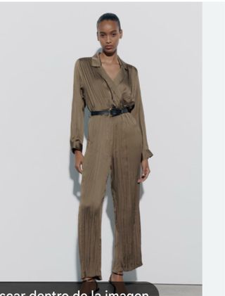 Mono satén Zara M/L color Kaki saten