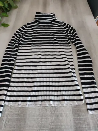 Jersey cuello alto rayas mujer