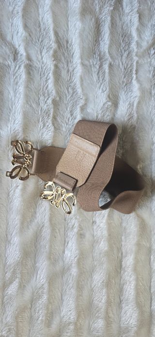 Cinturón elástico Loewe beige y dorado