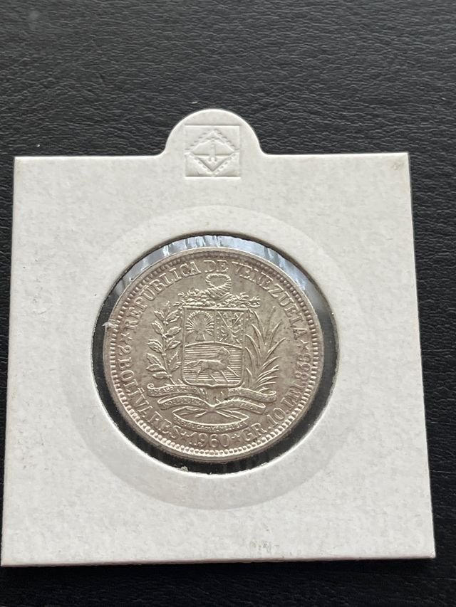Moneda Venezuela 1 Bolivar 1960 Plata