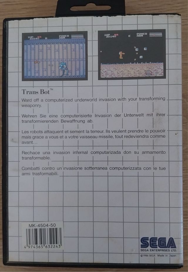 TransBot Sega Master System Juego Cartucho