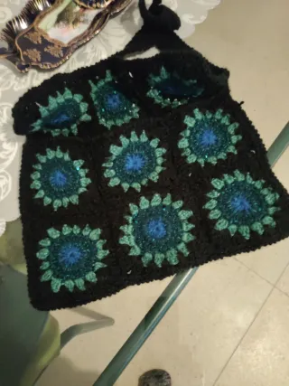 Bolso de ganchillo con flores