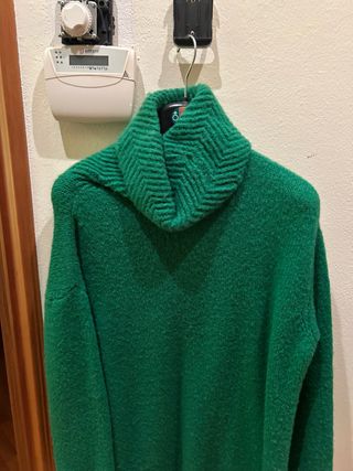 Vestito donna verde collo alto