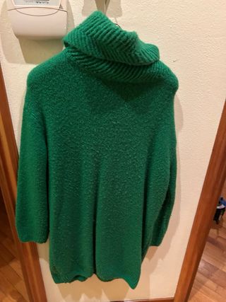 Vestito donna verde collo alto
