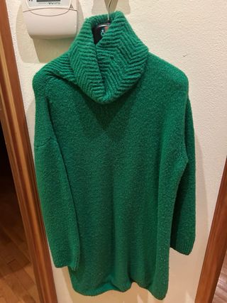 Vestito donna verde collo alto