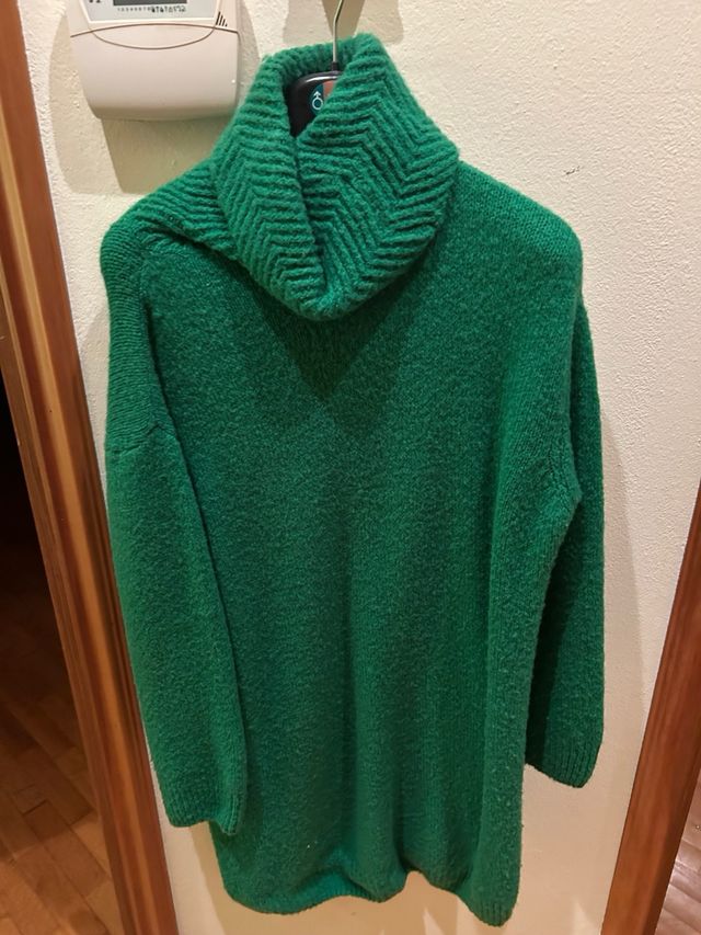 Vestito donna verde collo alto