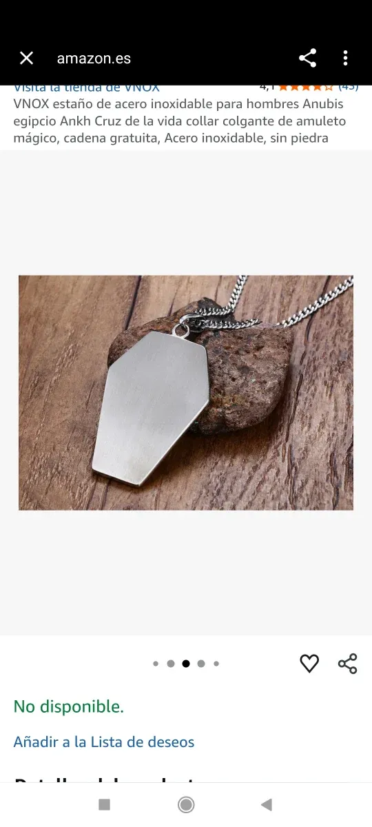 Colgante Anubis Egipcio Ankh Plata