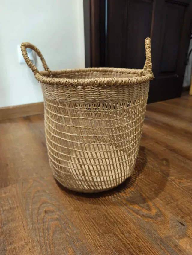 Cesta de mimbre redonda con asas Diámetro 30cm