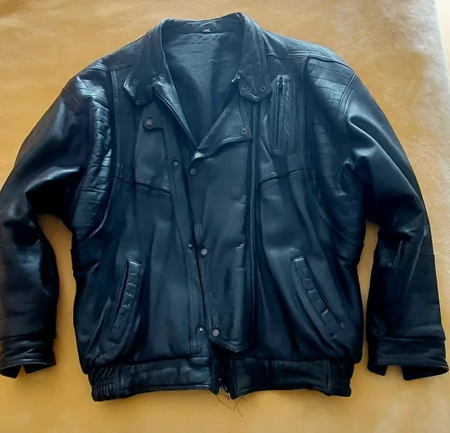 Cazadora de cuero auténtico negra