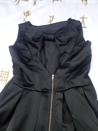 Vestido fiesta raso negro talla S