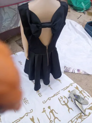 Vestido fiesta raso negro talla S