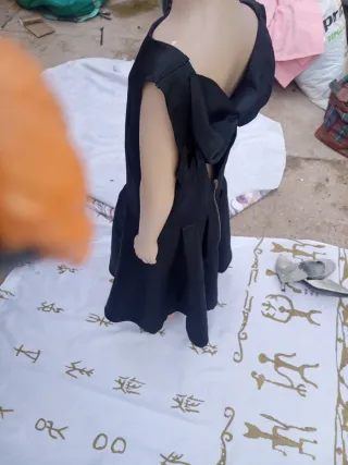 Vestido fiesta raso negro talla S