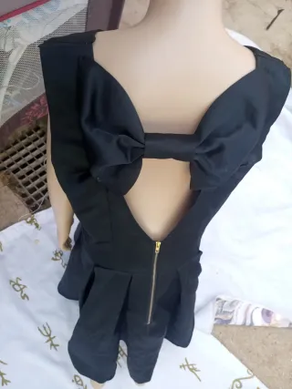 Vestido fiesta raso negro talla S