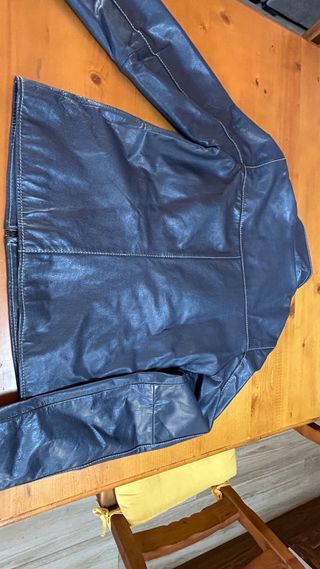 Cazadora Piel Mujer Talla 38 Azul Marino