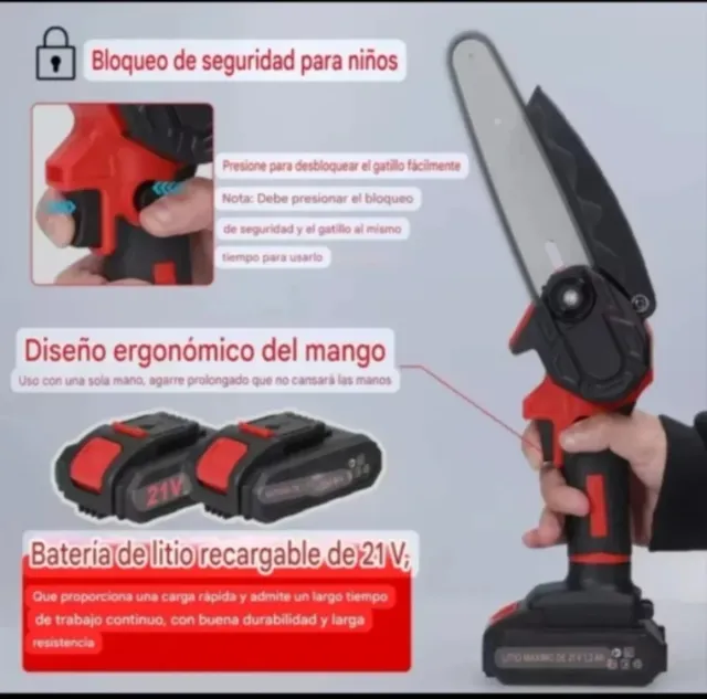 Motosega portatile 4 e 6 pollici 2 batterie