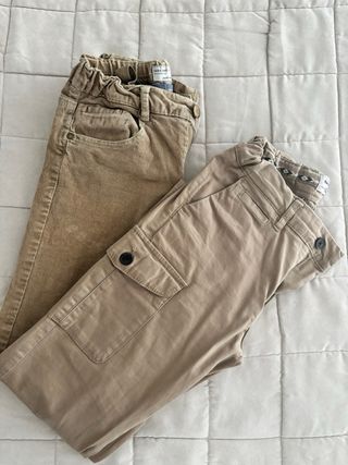 Lote 2 pantalones Zara niño beige/marrón