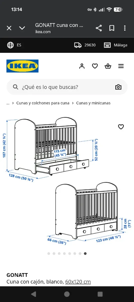 Cuna Ikea Gonatt Blanca