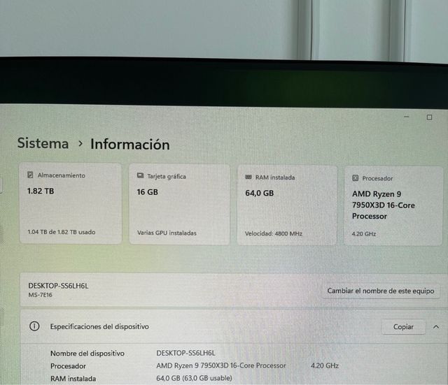 PC Gamer 7950X3D 64GB RAM 2TB SSD RTX 4080 SUPER