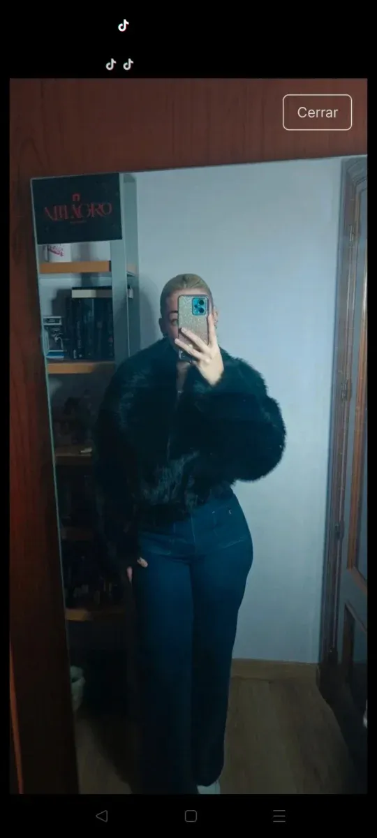 Abrigo de pelo negro talla S