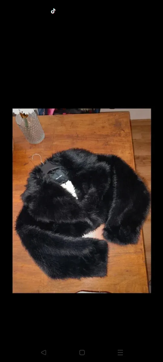 Abrigo de pelo negro talla S