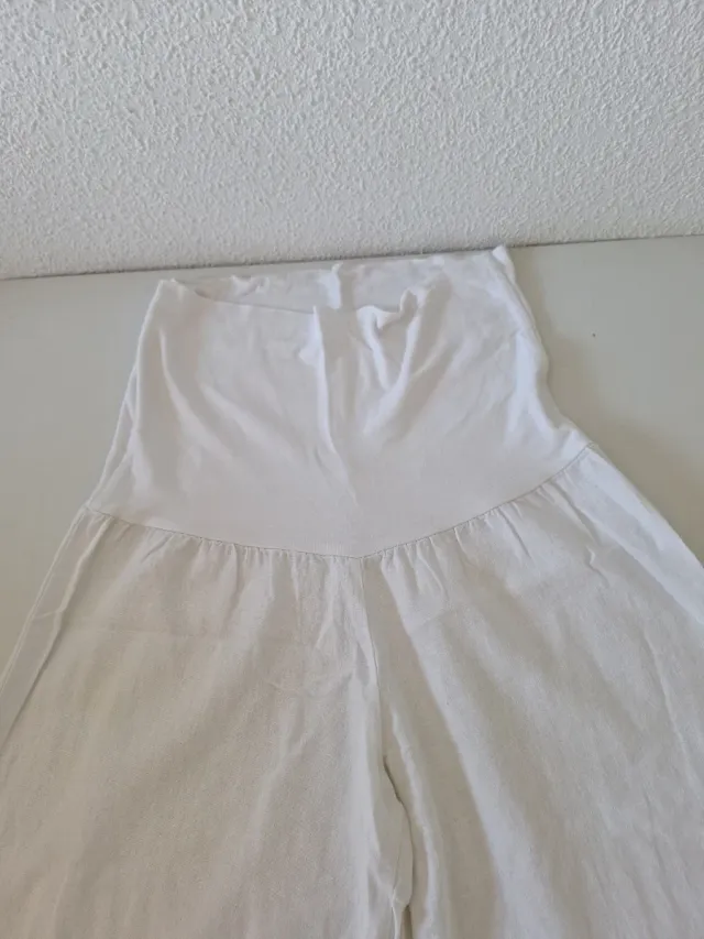 Pantalón lino blanco talla XS cintura algodón