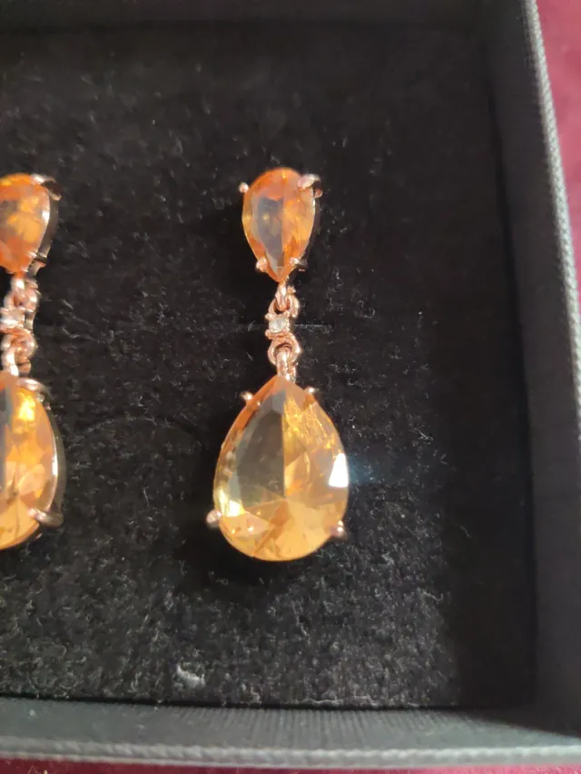 Pendientes oro rosa piedras melocotón