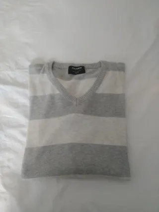 Jersey Pull&Bear rayas gris y blanco Talla L