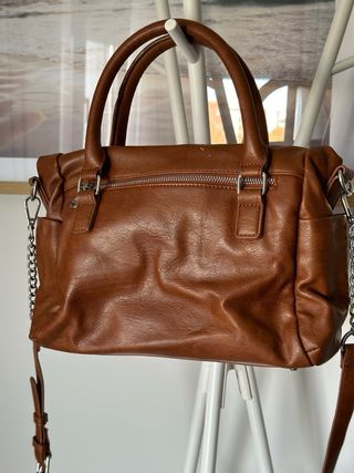 Bolso Desigual Marrón Flores Bordadas