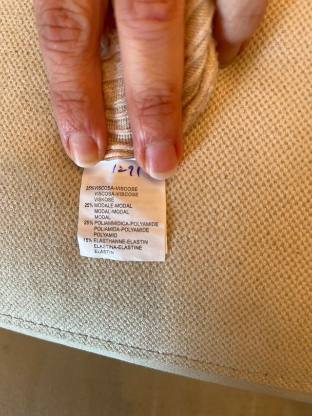 Vestido beige ajustado cuello alto L/XL