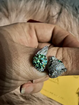 Anello Moissanite Leopardo 2ct Verde