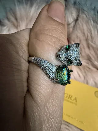 Anello Moissanite Leopardo 2ct Verde