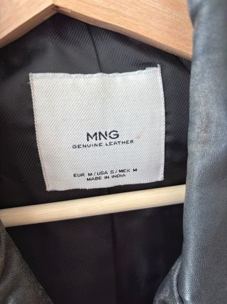 Chaqueta Piel Negra Mango Talla M