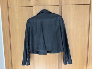 Chaqueta Piel Negra Mango Talla M