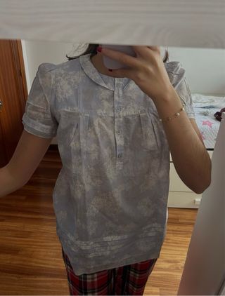 Blusa Purificación García azul y blanco